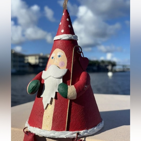 Midwest Of Cannon Falls Cone Shape Paper Mache Folk Art Santa Shelf Sitter 12” - Picture 2 of 4